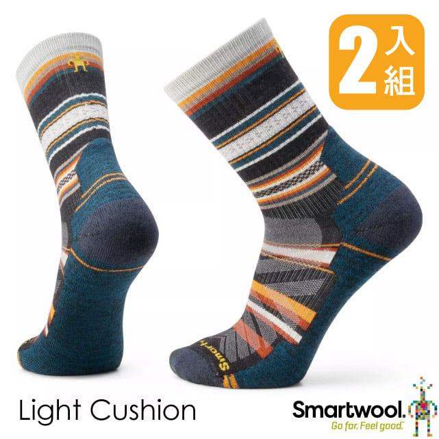 【SmartWool】美麗諾羊毛 機能戶外全輕量減震中長襪-全景畫.運動襪(2雙入)SW002160-003 炭黑色✿30E010